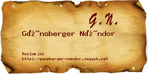 Günsberger Nándor névjegykártya